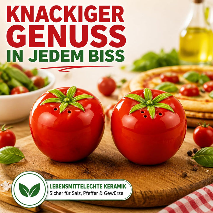 Salz- &amp; Pfefferstreuer Set Keramik, Hühner, Tomaten, Leuchttürme, dekorativ &amp; funktional (Tomaten),