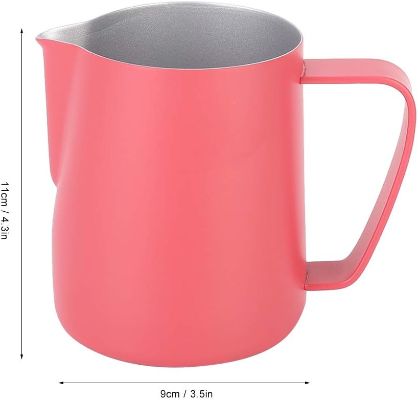 600ml Edelstahl Pitcher Milch Schaumbecher Rose Red Edelstahl Milchschaum Tasse Latte Art für Home C