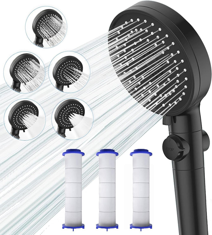 Duschkopf Wassersparender 4.6L/Min, Dokkita Hochdruck Handbrause 5 Strahlarten, Sparduschkopf Multif