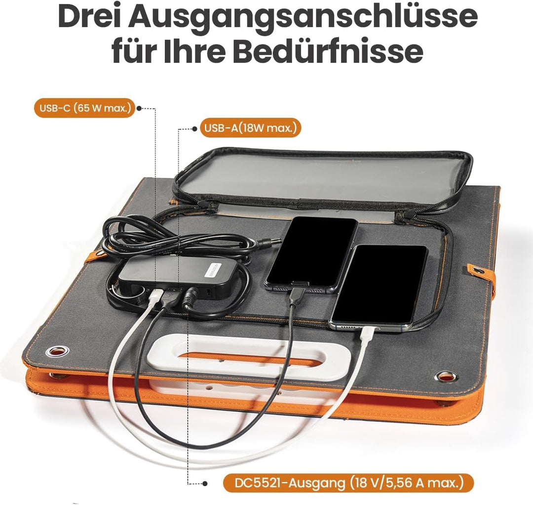 FF FlashFish 18 V/100 W faltbares Solarpanel, tragbares Solarladegerät mit DC-Ausgang für Flashfish