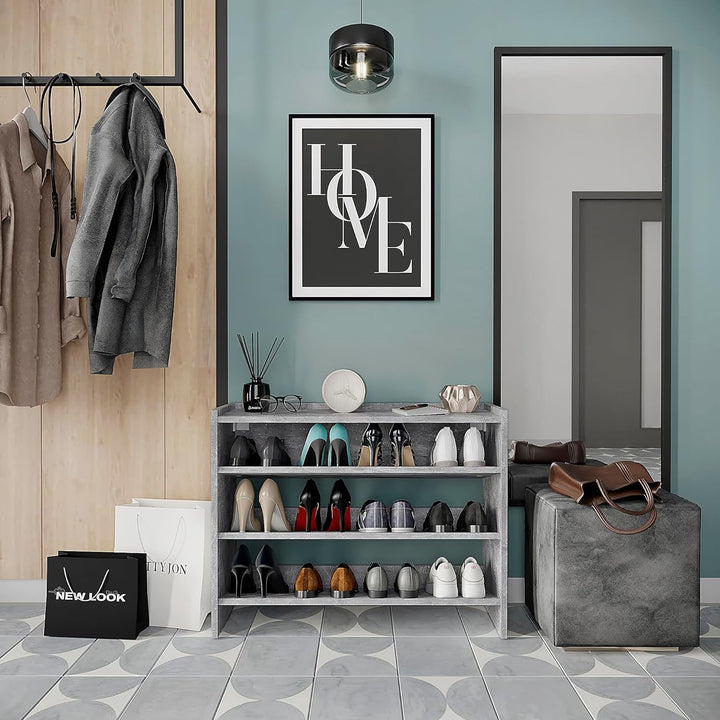 KOMTO Schuhregal Schmal - Schuhablage Flur mit 3 Ebenen Offener Schuhschrank Schuh Organizer Platzsp