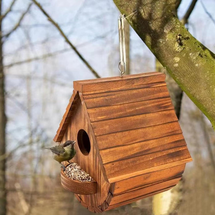 Nistkasten für Wildvögel, Gartenvögel mit sicherem Schutz gegen Nesträuber, Aufhängen Kiefernholz Vo