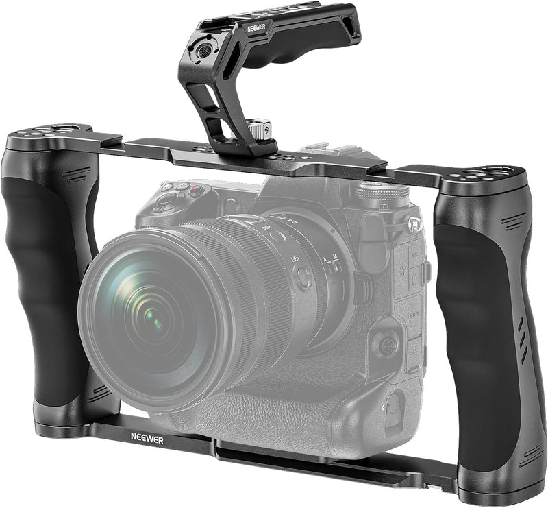 NEEWER Universal Kamerakäfig und oberer Griff mit 3/8" ARRI Positionierungsstiftset, Video Rig Kamer