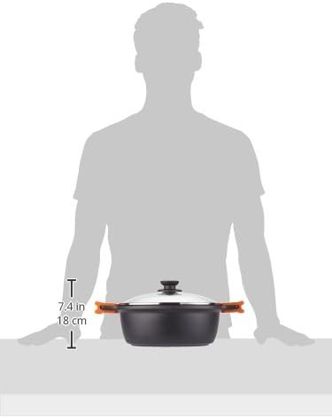 BRA Efficient hoher Kochtopf mit Glasdeckel und Silikongriffe, schwarz, 28 cm Ohne Zubehör 28 cm, Oh