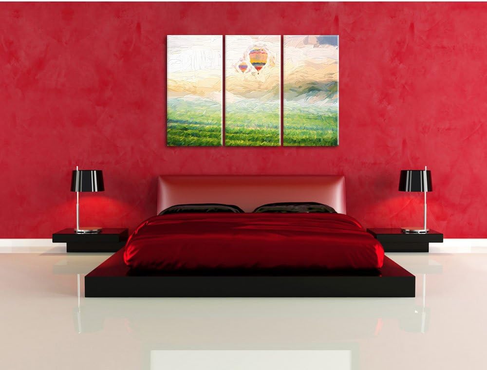 Pixxprint Heissluftballon Landschaft als Leinwandbild/Grösse: 3 Teilig (120x80 cm) cm/Wandbild/Kunst