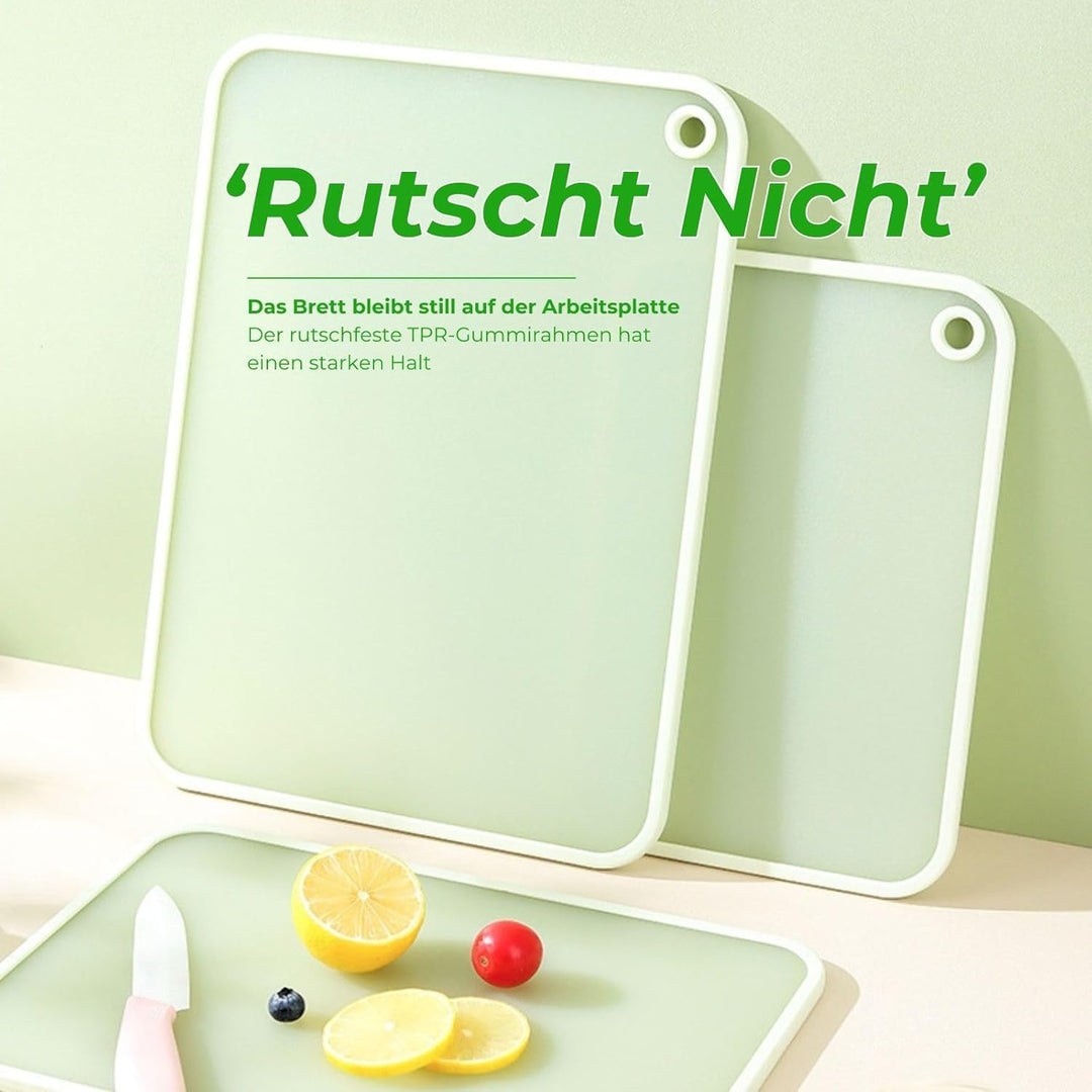 CLOVE Salbeigrün Schneidebrett Kunststoff Gross 40x30 Klein 34x24 1cm Dicke | 2er-Set HDPP BPA-Frei