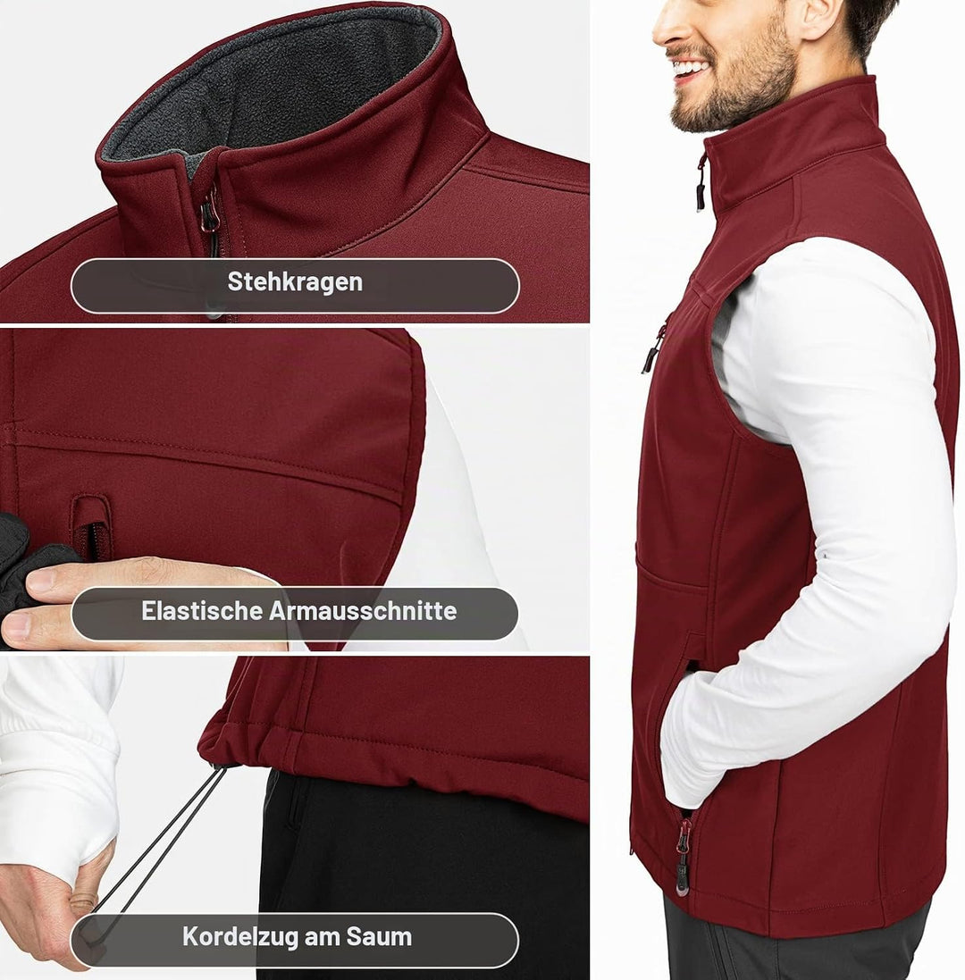 33,000ft Weste Herren Outdoor Wasserdichte Softshell Ärmellose Jacke Bodywarmer Fleece Weste Full Zi