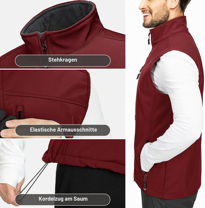 33,000ft Weste Herren Outdoor Wasserdichte Softshell Ärmellose Jacke Bodywarmer Fleece Weste Full Zi