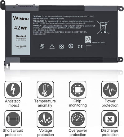 Wikinu WDX0R Laptop Akku für Dell Inspiron 13 5368 5378 7368 7378 14 7460 7472 15 5568 7569 7579 557