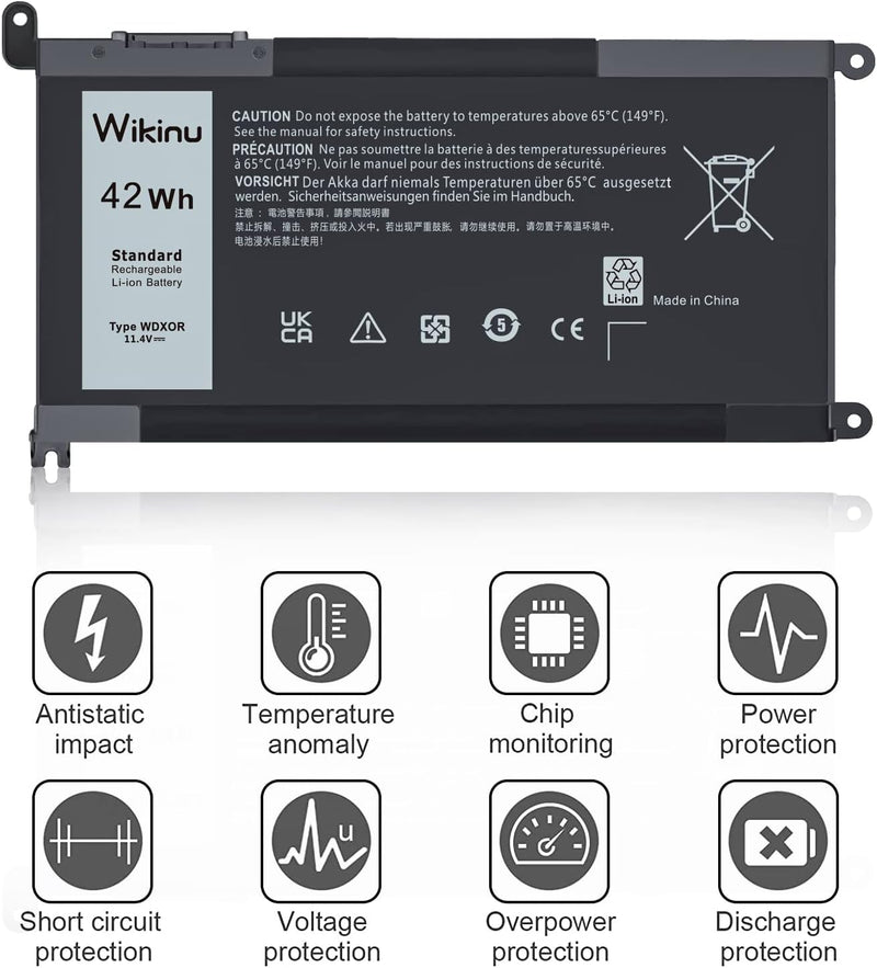 Wikinu WDX0R Laptop Akku für Dell Inspiron 13 5368 5378 7368 7378 14 7460 7472 15 5568 7569 7579 557