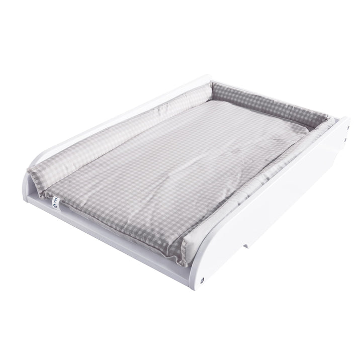 roba Wickelplatte inkl. Wickelauflage taupe kariert - Wickeltisch zum Aufsetzen auf Babybetten &amp; Kin