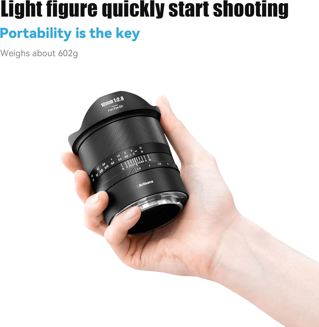 7Artisans 10mm F2.8 II für L-Mount Objektiv, Ultra Weitwinkel Fisheye Objektiv Vollformat 185° Manue