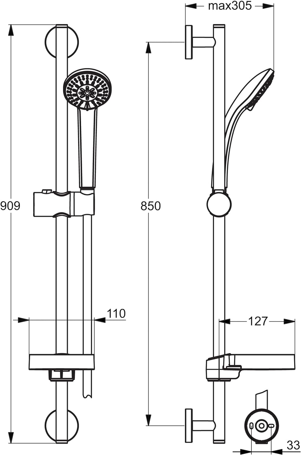 Ideal Standard B9504AA Idealrain Brausekombination Aufputz, Chrom