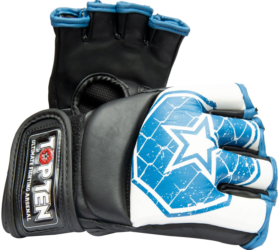 TOP TEN MMA Ultimate-Fight-Handschuhe „Octagon“ Weiss - Blau S, Weiss - Blau S