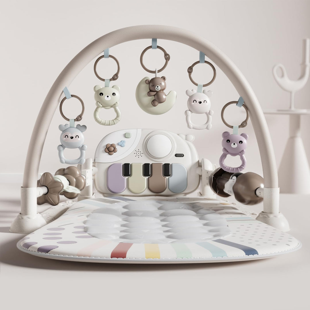 JOVOW Piano-Gym Spieldecke Baby 0-36 Monate, Krabbeldecke für Baby mit Musik und Lichtern, Babyspiel
