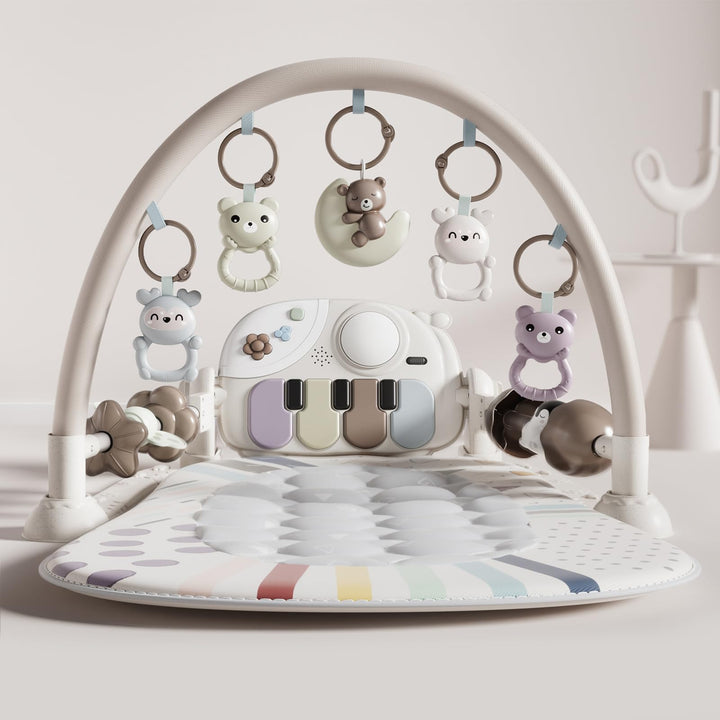 JOVOW Piano-Gym Spieldecke Baby 0-36 Monate, Krabbeldecke für Baby mit Musik und Lichtern, Babyspiel