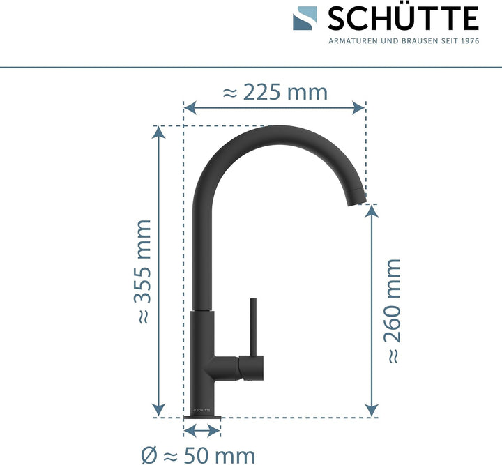 SCHÜTTE 79966 Küchenarmatur Cardiff, 360 Grad schwenkbarer Wasserhahn Küche, Mischbatterie für die S