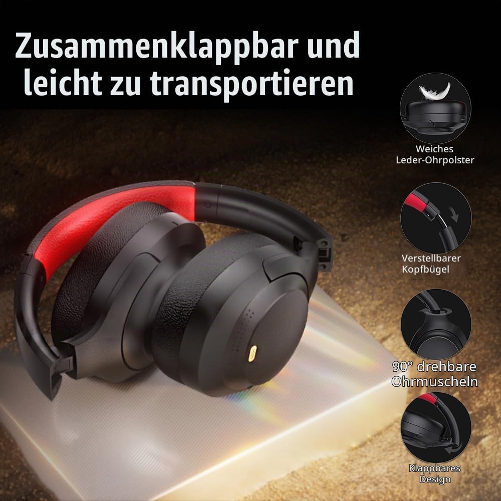 OBEST Over-Ear Noise Cancelling Kopfhörer Kabellos Bluetooth 5.3, Hybrid Active Geräuschunterdrückun