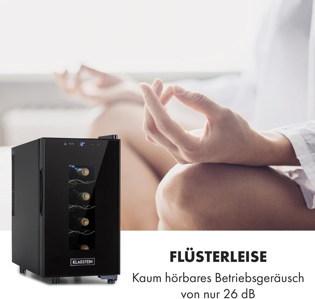 Klarstein Weinkühlschrank, Getränkekühlschrank Schmal, 1 Zone Kühlschrank mit Glastür, Getränkekühls