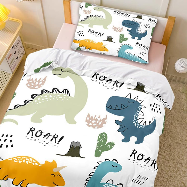 DASIAUTOEM Kinderbettwäsche, 100x135 Baby Bettwäsche Komplettset, Dinosaurier Bettwäsche,100% Polyes