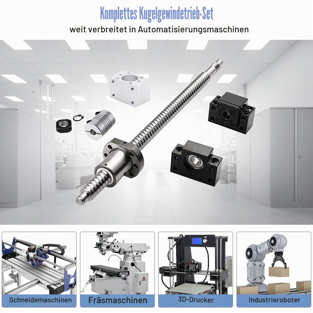 CNCMANS SFU1204 Kugelumlaufspindel, SFU1204 600mm Edelstahl Ball Screw Gewindespindel mit Bearbeitet