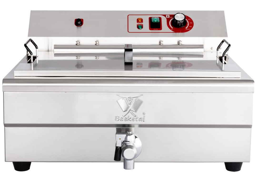 Beeketal 'BWF-200P' Profi Gastronomie Kaltzonen Fritteuse/Fettbackgerät mit seitlichem Abtropfgitter