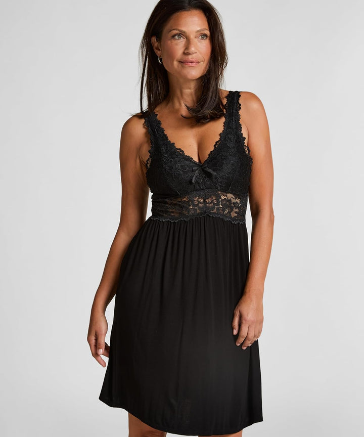 HUNKEMÖLLER Slipdress Nora Lace XXS Schwarz, XXS Schwarz