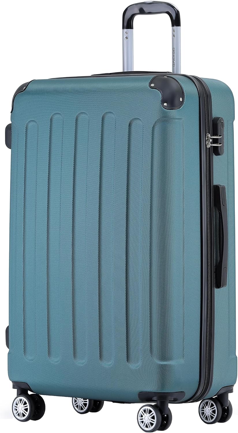 BEIBYE Hartschalen-Koffer Trolley Rollkoffer Reisekoffer Handgepäck 4 Rollen (M-L-XL-Set) (Dunkelgru