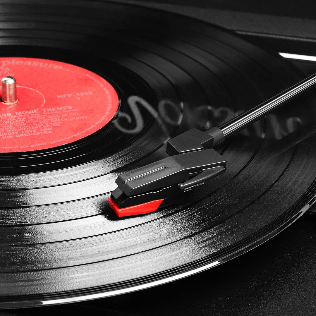Voksun Bluetooth Record Player, Vinyl Turntable, Built-in Speaker, Belt Drive 33/45/78 RPM, Portable