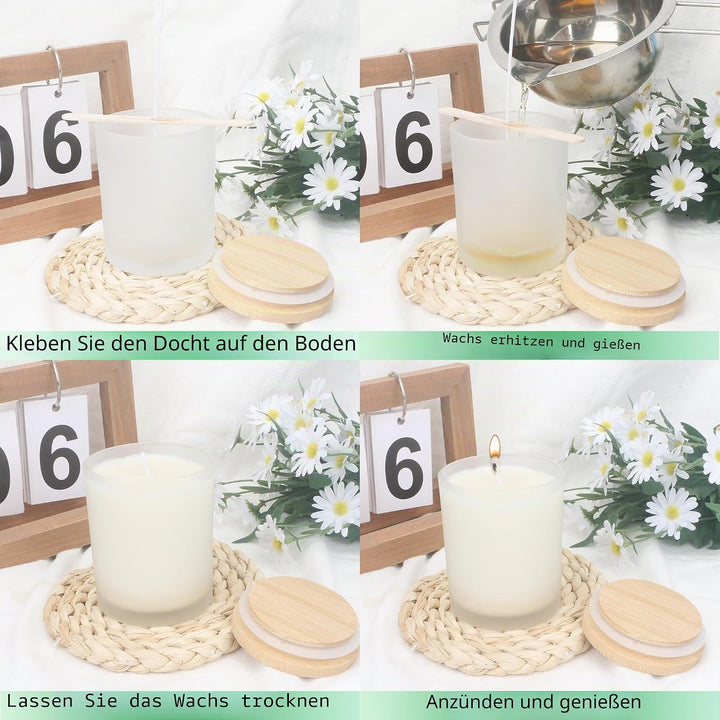 MILIVIXAY 20 Stück 200 ml Milchglas-Kerzengläser mit Deckel, leere Kerzengläser für die Herstellung