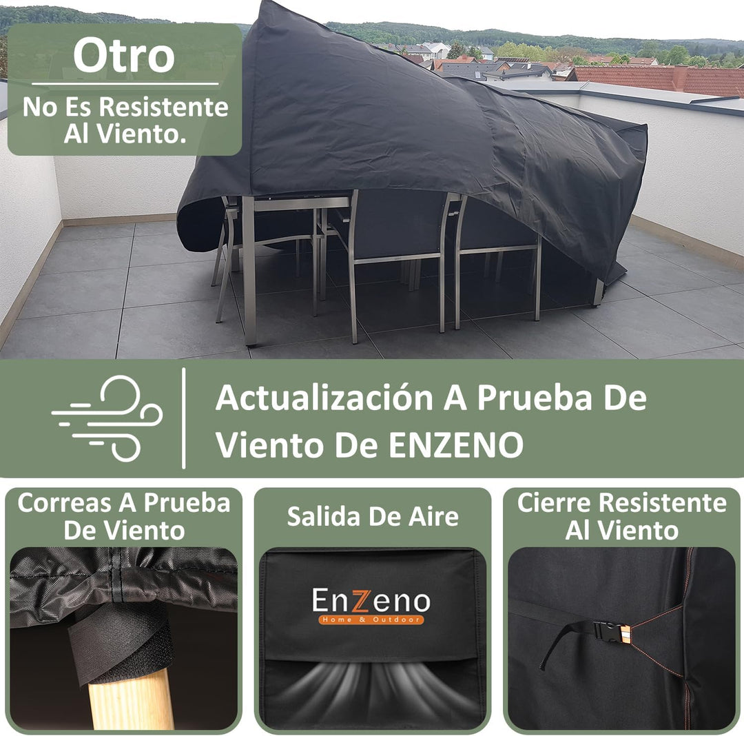 Enzeno Abdeckung Gartenmöbel Rechteckig 250x210cm, Wasserdicht Abdeckplane Gartenmöbel, Loungemöbel