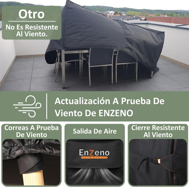 Enzeno Abdeckung Gartenmöbel Rechteckig 250x210cm, Wasserdicht Abdeckplane Gartenmöbel, Loungemöbel
