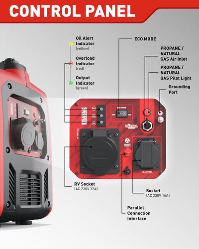 ERAYAK 4500W Tri-Fuel Tragbare Notstromaggregat Leise Benzin Inverter Auto Dual Fuel Schalter für Ga