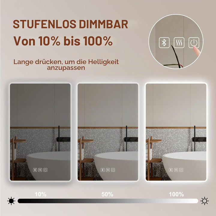 Habison LED Bluetooth Badezimmerspiegel Beleuchteter 50x70cm Antibeschlag Badezimmerspiegel Wandspie