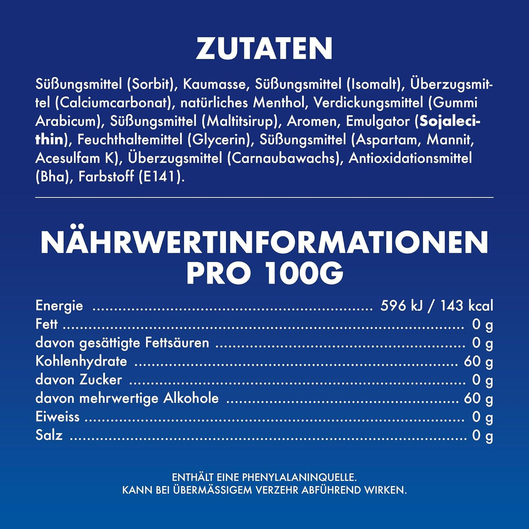 Airwaves Kaugummi, Menthol & Eucalyptus, Blau, zuckerfrei, 20 x 3 Packungen (20 x 3 x 10 Dragees), 6