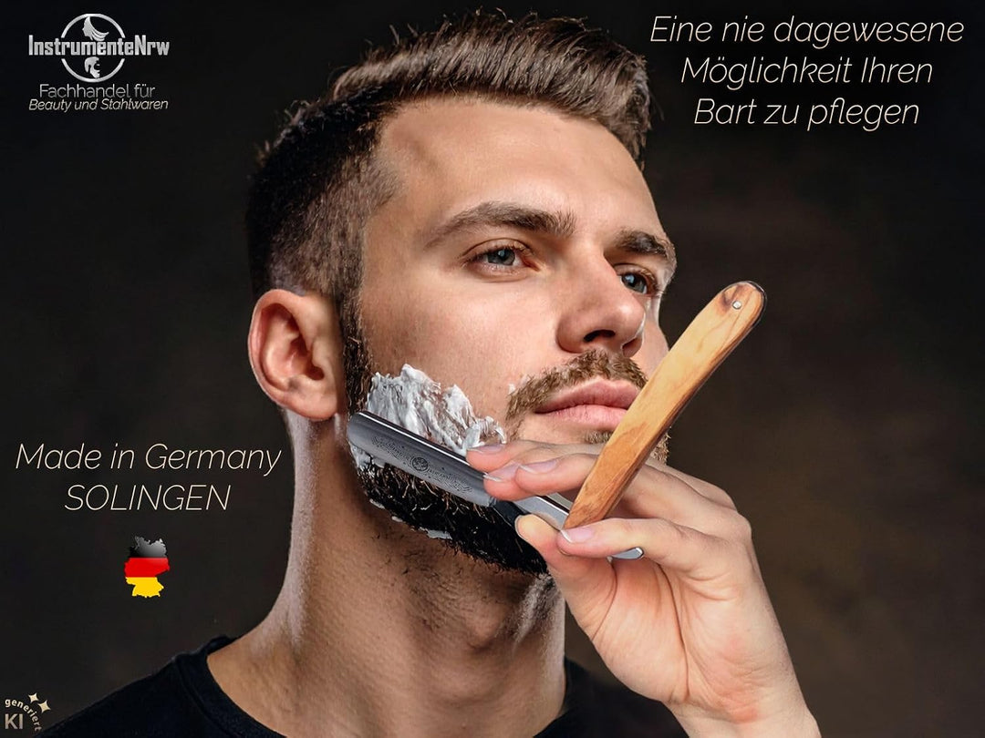 Solingen Rasiermesser-Set Solinger Bartmesser Streichriemen und Paste | Traditionelles Nassrasur Ras