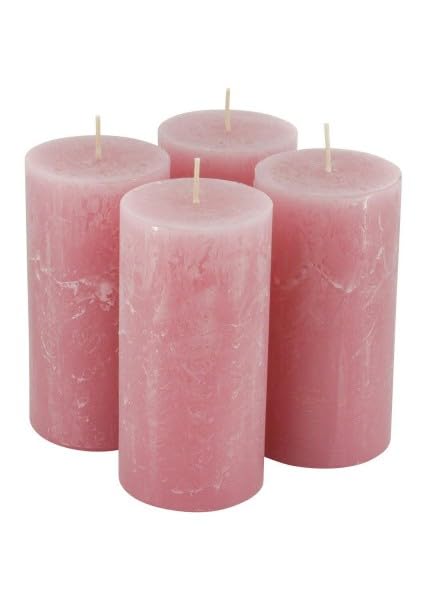 Rustikale Stumpenkerzen – 4 Stück - Wachskerzen/Rustickerzen/Adventskerzen Weihnachten (Antik Rosa,