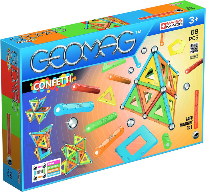 Geomag, Classic Confetti, 355, Magnetkonstruktionen und Lernspiele, Konstruktionsspielzeug, 68-teili