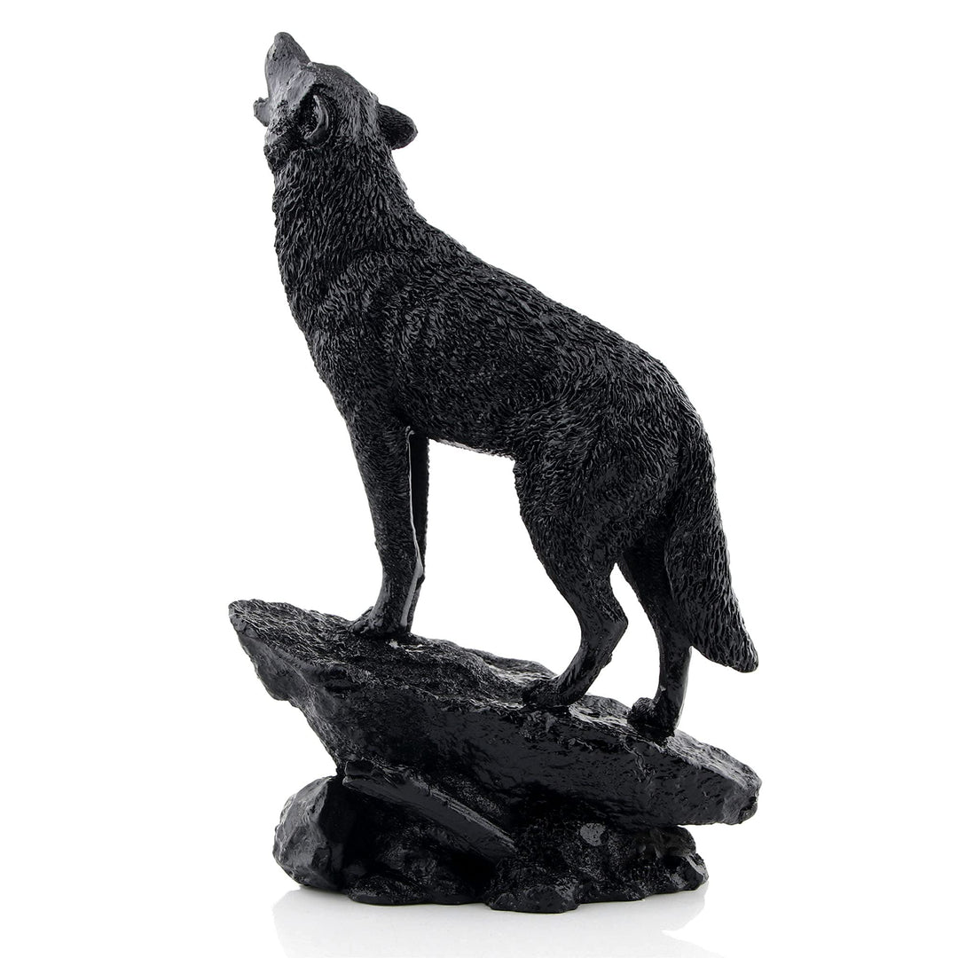 Schwarzer Wolf-Skulptur Wildtier-Heulender Wolf, Statue und Figur Black001, Black001