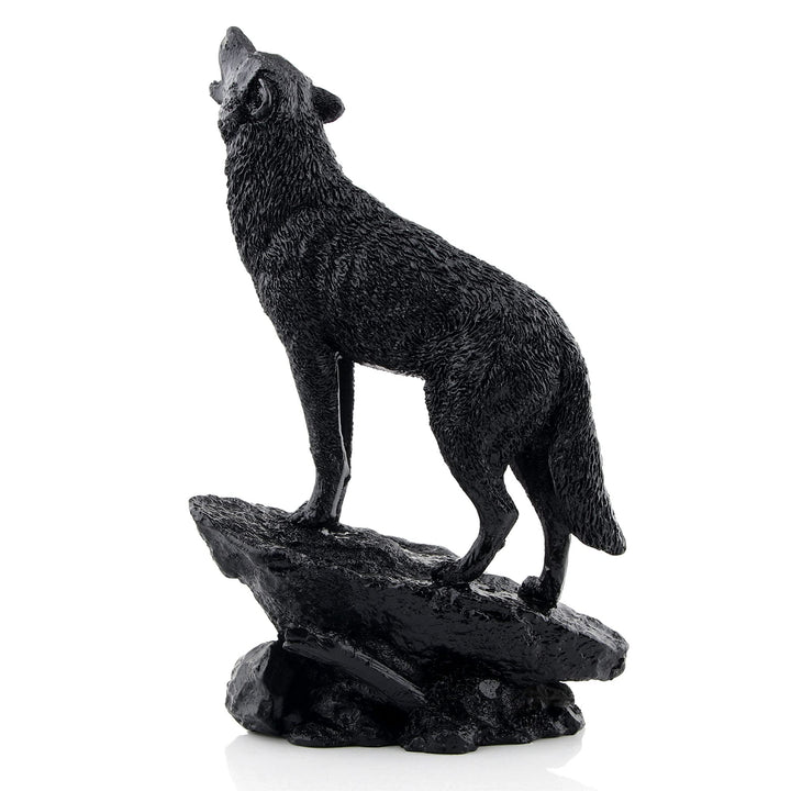 Schwarzer Wolf-Skulptur Wildtier-Heulender Wolf, Statue und Figur Black001, Black001