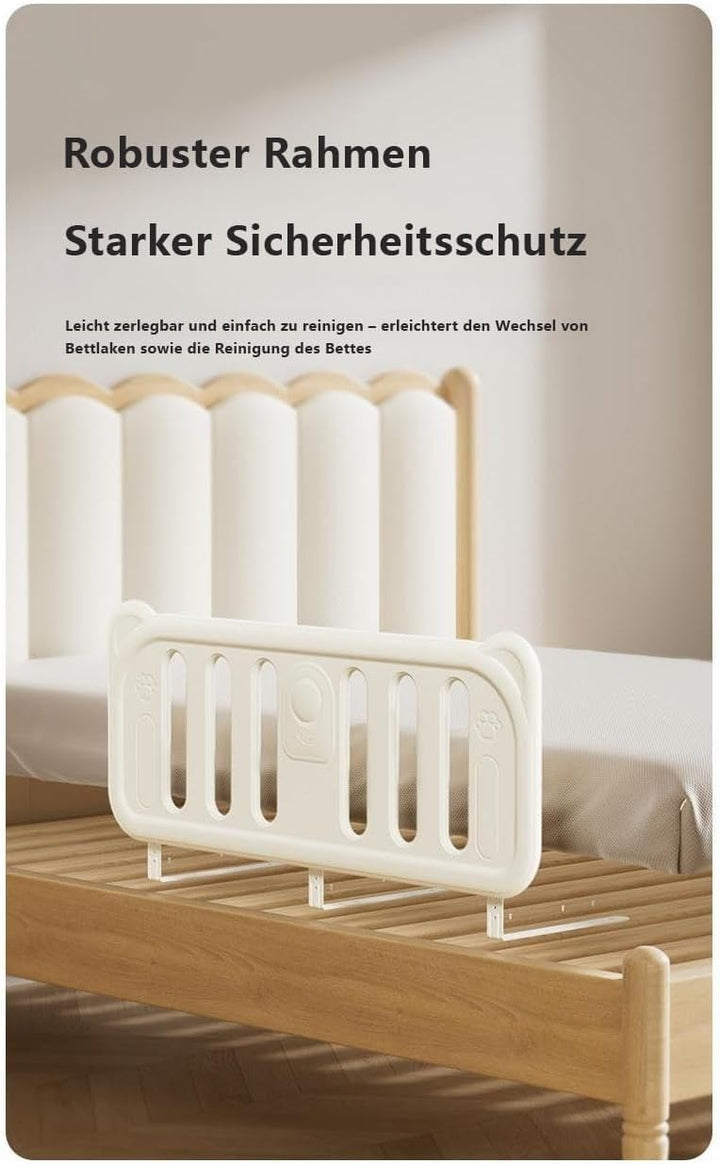 habeig Bettgitter für Kinder, Rausfallschutz, 120 x 47 cm, 5-stufig Höhenverstellbar, Weiss, mit Met