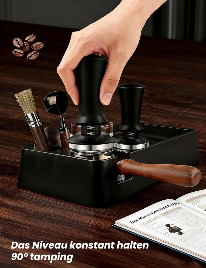 Kaffee Tamper 53mm, Kaffeepresse, Espresso Tamper mit 30lbs Anpressdruck, Skalenanpassung, 304 Edels