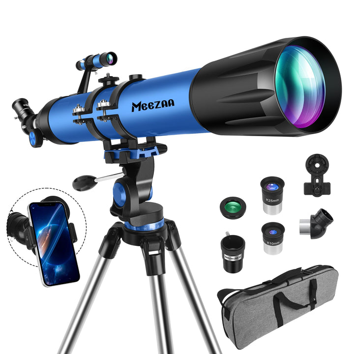 MEEZAA Teleskop, Teleskop Astronomie Profi für Erwachsene, 90mm Blende 800mm AZ Mount Astronomisches