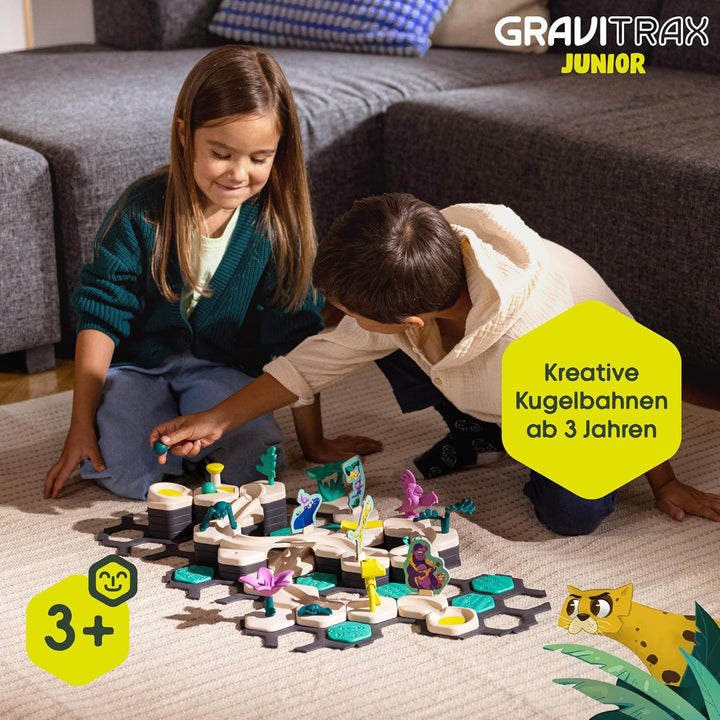 Ravensburger GraviTrax Junior Starter-Set L Jungle -Erweiterbare Kugelbahn für Kinder, Murmelbahn üb