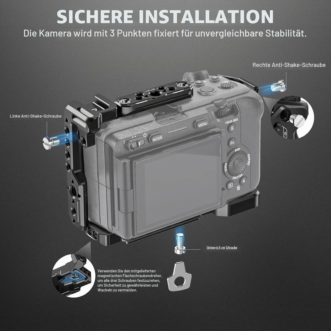 NEEWER FX3/FX30 Cage Kamera Käfig mit HDMI Cable Clamp,NATO Schiene,3/8"ARRI Positionierungslöcher,