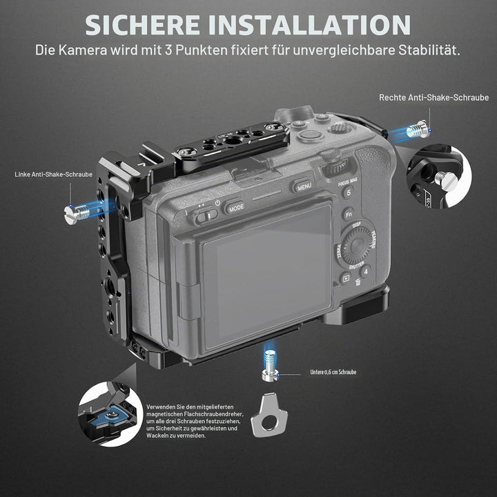NEEWER FX3/FX30 Cage Kamera Käfig mit HDMI Cable Clamp,NATO Schiene,3/8"ARRI Positionierungslöcher,