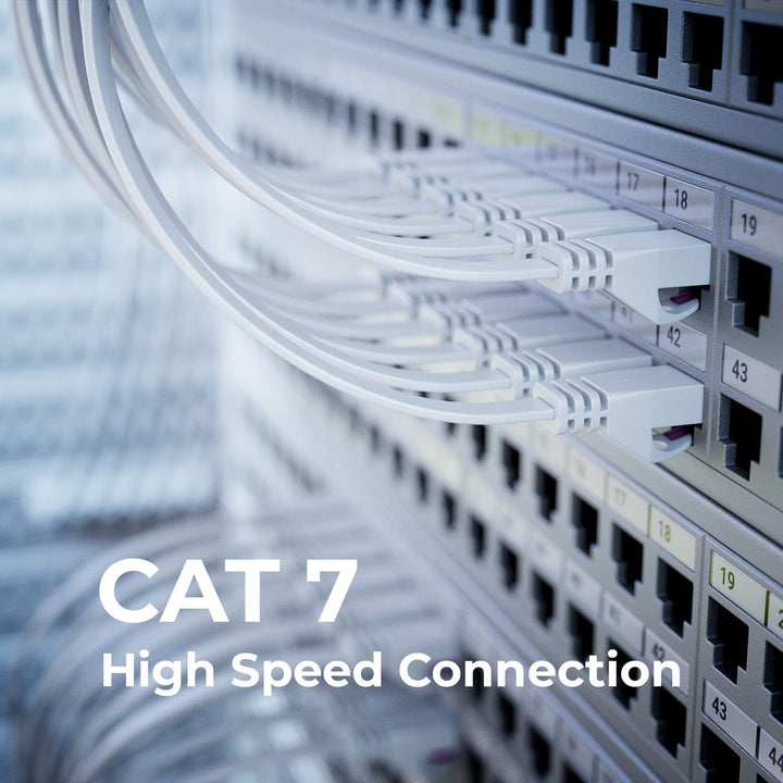 deleyCON 30m Flaches Cat7 Netzwerkkabel (Cat 7 mit 10 Gbit/s) Gigabit LAN - RJ45 Ethernet Patchkabel