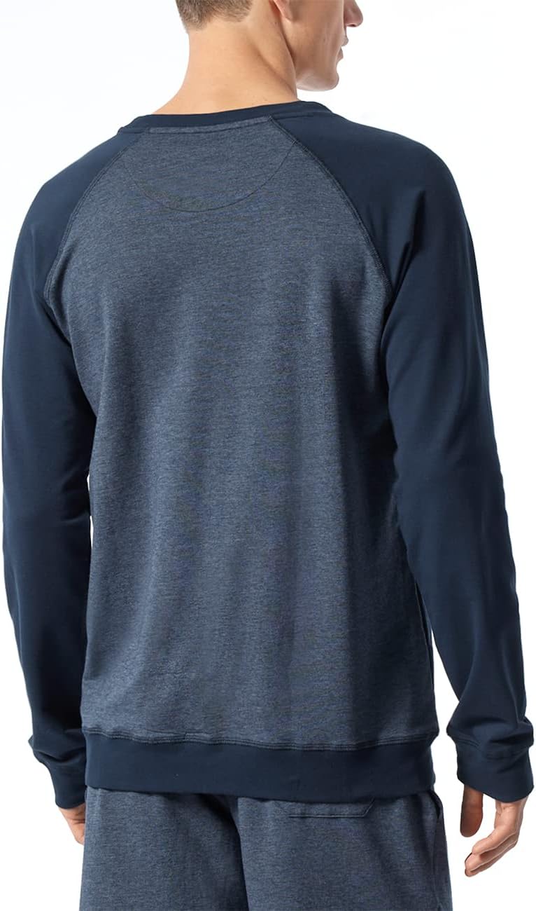 Schiesser Herren Langarmshirt Rundhals Pyjamaoberteil 56 Dunkelblau-gem., 56 Dunkelblau-gem.