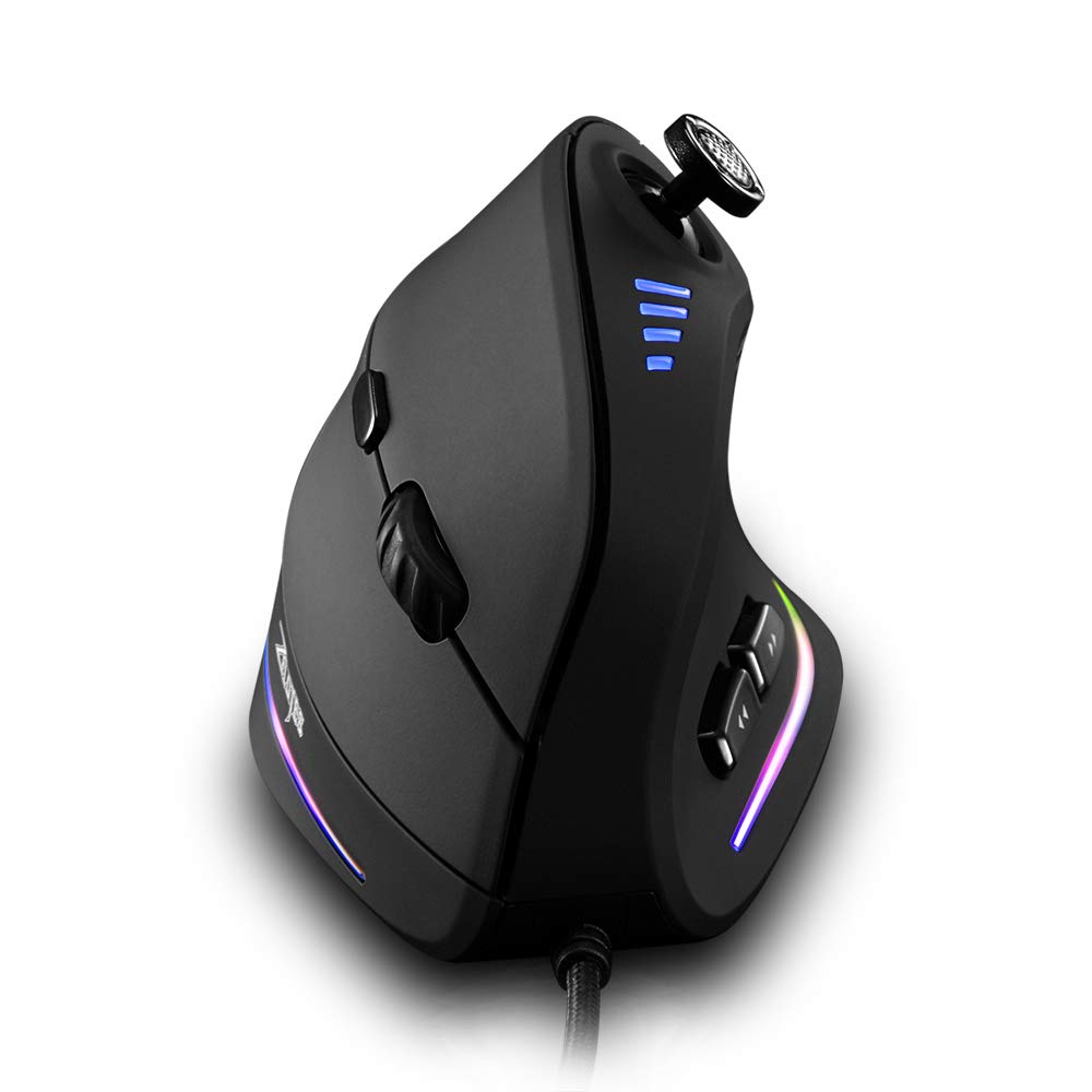 zelotes Vertikale Maus mit Joystick,10000DPI Ergonomische Maus,11 Programmierbare Tasten Computer Ma