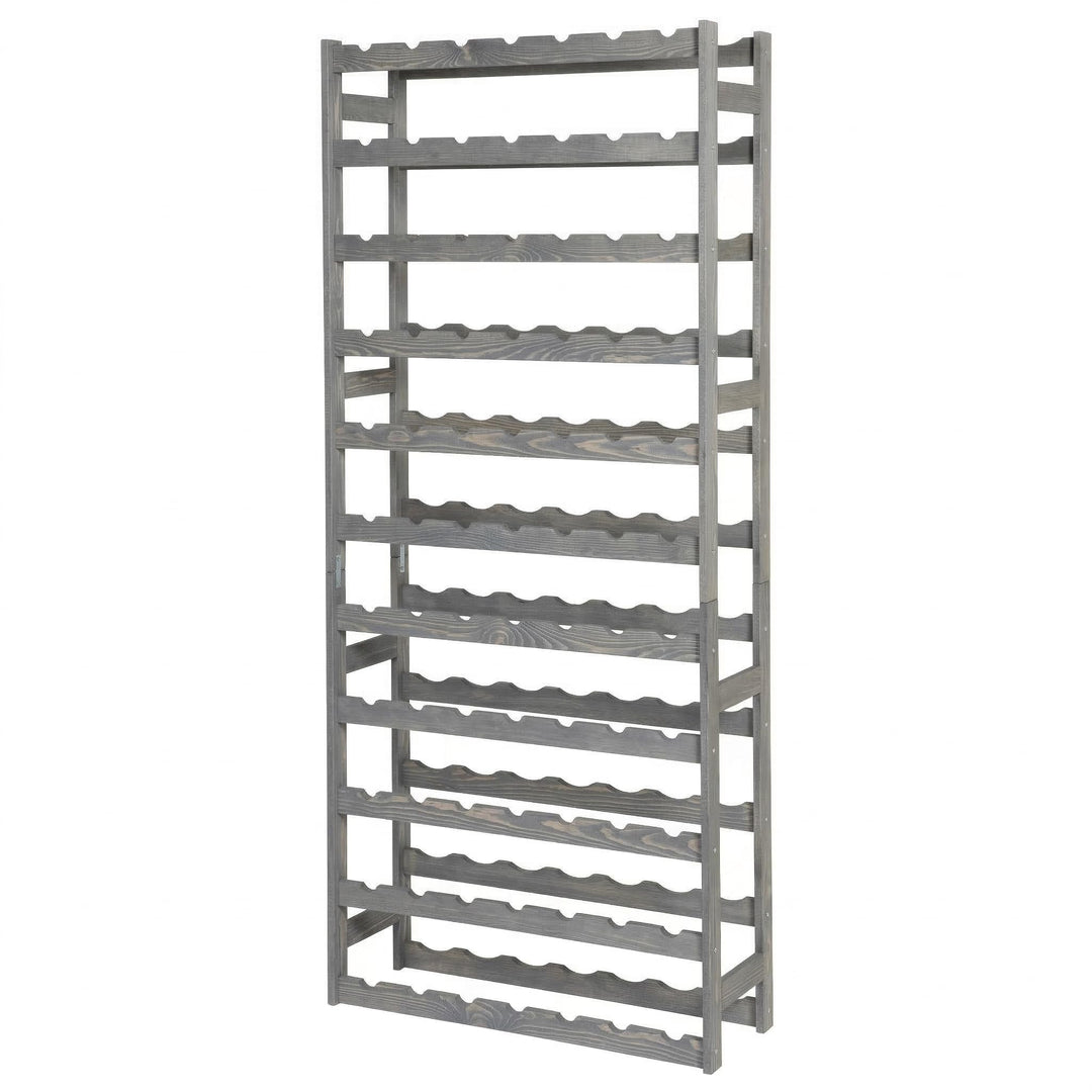 Weinregal Holz 77 Flaschen Grau 72,5x166x25 cm Wine Rack Regal Flaschenregal Weinflaschenregal Geträ